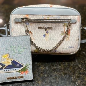 Michael Kors Jet Set East West Chain Crossbody Blue MK Girls Beach +++++Wallet